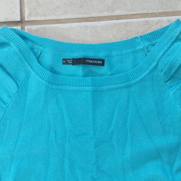 NWT sz5 dress capri, tan and teal pin stripe, top - Picture 5 of 8